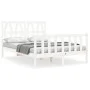 White solid wood bed frame with headboard 120x200 cm by vidaXL, Beds and slatted bases - Ref: Foro24-3192487, Price: 138,33 €...