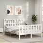 Weißer Massivholzbettrahmen mit Kopfteil 120x200 cm von vidaXL, Betten und Lattenroste - Ref: Foro24-3192487, Preis: 142,01 €...
