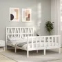 White solid wood bed frame with headboard 120x200 cm by vidaXL, Beds and slatted bases - Ref: Foro24-3192487, Price: 138,33 €...