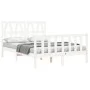 White solid wood bed frame with headboard 120x200 cm by vidaXL, Beds and slatted bases - Ref: Foro24-3192487, Price: 138,33 €...