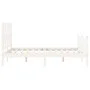 White solid wood bed frame with headboard 120x200 cm by vidaXL, Beds and slatted bases - Ref: Foro24-3192487, Price: 138,33 €...