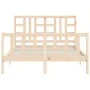 Bed frame with solid wood headboard 160x200 cm by vidaXL, Beds and slatted bases - Ref: Foro24-3191981, Price: 130,11 €, Disc...