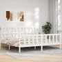 White solid wood bed frame with headboard 200x200 cm by vidaXL, Beds and slatted bases - Ref: Foro24-3192512, Price: 155,85 €...