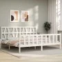White solid wood bed frame with headboard 200x200 cm by vidaXL, Beds and slatted bases - Ref: Foro24-3192512, Price: 155,85 €...