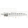 White solid wood bed frame with headboard 200x200 cm by vidaXL, Beds and slatted bases - Ref: Foro24-3192512, Price: 158,07 €...