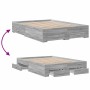 Cama con cajones madera de ingeniería gris Sonoma 135x190 cm