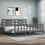 Estructura de cama con cabecero madera maciza gris 200x200 cm de vidaXL, Camas y somieres - Ref: Foro24-3191993, Precio: 168,...