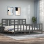 Gray solid wood bed frame with headboard 200x200 cm by vidaXL, Beds and slatted bases - Ref: Foro24-3191993, Price: 170,90 €,...