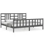 Estructura de cama con cabecero madera maciza gris 200x200 cm de vidaXL, Camas y somieres - Ref: Foro24-3191993, Precio: 168,...