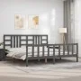 Estructura de cama con cabecero madera maciza gris 200x200 cm de vidaXL, Camas y somieres - Ref: Foro24-3191993, Precio: 168,...