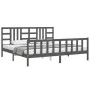 Estructura de cama con cabecero madera maciza gris 200x200 cm de vidaXL, Camas y somieres - Ref: Foro24-3191993, Precio: 168,...