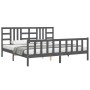 Gray solid wood bed frame with headboard 200x200 cm by vidaXL, Beds and slatted bases - Ref: Foro24-3191993, Price: 170,90 €,...