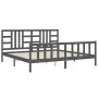 Estructura de cama con cabecero madera maciza gris 200x200 cm de vidaXL, Camas y somieres - Ref: Foro24-3191993, Precio: 168,...