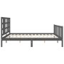 Gray solid wood bed frame with headboard 200x200 cm by vidaXL, Beds and slatted bases - Ref: Foro24-3191993, Price: 170,90 €,...