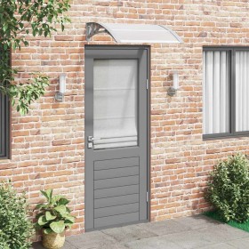 Marquesina puerta policarbonato gris y transparente 80x75 cm