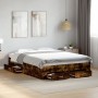 Cama con cajones madera de ingeniería roble ahumado 120x190 cm