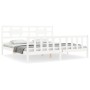 Double bed frame with white solid wood headboard by vidaXL, Beds and slatted bases - Ref: Foro24-3192572, Price: 169,09 €, Di...