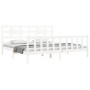 Double bed frame with white solid wood headboard by vidaXL, Beds and slatted bases - Ref: Foro24-3192572, Price: 169,09 €, Di...