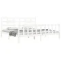 Double bed frame with white solid wood headboard by vidaXL, Beds and slatted bases - Ref: Foro24-3192572, Price: 166,71 €, Di...