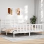 Doppelbettgestell mit weißem Massivholz-Kopfteil von vidaXL, Betten und Lattenroste - Ref: Foro24-3192572, Preis: 169,09 €, R...