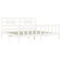 Double bed frame with white solid wood headboard by vidaXL, Beds and slatted bases - Ref: Foro24-3192572, Price: 166,71 €, Di...