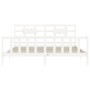 Double bed frame with white solid wood headboard by vidaXL, Beds and slatted bases - Ref: Foro24-3192572, Price: 169,09 €, Di...