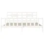 Double bed frame with white solid wood headboard by vidaXL, Beds and slatted bases - Ref: Foro24-3192572, Price: 166,71 €, Di...