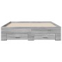 Cama con cajones madera ingeniería gris Sonoma 120x190 cm