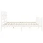 Double bed frame with white solid wood headboard by vidaXL, Beds and slatted bases - Ref: Foro24-3192572, Price: 166,71 €, Di...