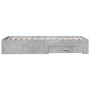 Cama con cajones madera ingeniería gris hormigón 100x200 cm