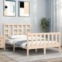 Double bed frame with solid wood headboard by vidaXL, Beds and slatted bases - Ref: Foro24-3191941, Price: 113,67 €, Discount: %