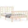 Double bed frame with solid wood headboard by vidaXL, Beds and slatted bases - Ref: Foro24-3191941, Price: 113,67 €, Discount: %
