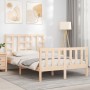 Double bed frame with solid wood headboard by vidaXL, Beds and slatted bases - Ref: Foro24-3191941, Price: 115,08 €, Discount: %