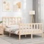 Double bed frame with solid wood headboard by vidaXL, Beds and slatted bases - Ref: Foro24-3191941, Price: 113,67 €, Discount: %