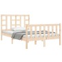 Double bed frame with solid wood headboard by vidaXL, Beds and slatted bases - Ref: Foro24-3191941, Price: 115,08 €, Discount: %
