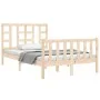 Double bed frame with solid wood headboard by vidaXL, Beds and slatted bases - Ref: Foro24-3191941, Price: 113,67 €, Discount: %