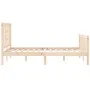 Double bed frame with solid wood headboard by vidaXL, Beds and slatted bases - Ref: Foro24-3191941, Price: 113,67 €, Discount: %