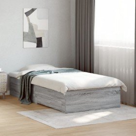 Cama con cajones madera ingeniería gris Sonoma 90x200 cm Cama con cajones madera ingeniería gris Sonoma 90x200 cm
