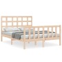 Bed frame with solid wood headboard 140x190 cm by vidaXL, Beds and slatted bases - Ref: Foro24-3192081, Price: 127,13 €, Disc...