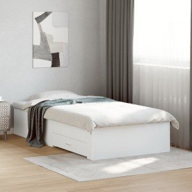 Cama con cajones madera de ingeniería blanca 90x190 cm Cama con cajones madera de ingeniería blanca 90x190 cm