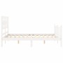 White solid wood bed frame with headboard 120x200 cm by vidaXL, Beds and slatted bases - Ref: Foro24-3192552, Price: 133,72 €...