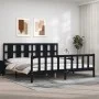 Bed frame with black solid wood headboard 200x200 cm by vidaXL, Beds and slatted bases - Ref: Foro24-3192255, Price: 213,21 €...