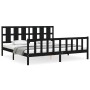 Bed frame with black solid wood headboard 200x200 cm by vidaXL, Beds and slatted bases - Ref: Foro24-3192255, Price: 215,96 €...