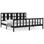Bed frame with black solid wood headboard 200x200 cm by vidaXL, Beds and slatted bases - Ref: Foro24-3192255, Price: 213,21 €...
