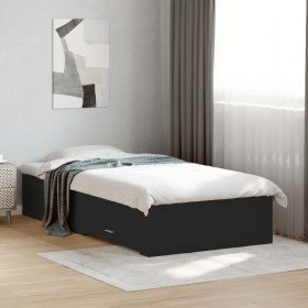 Cama con cajones madera de ingeniería negra 75x190 cm Cama con cajones madera de ingeniería negra 75x190 cm
