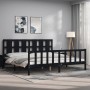 Bed frame with black solid wood headboard 200x200 cm by vidaXL, Beds and slatted bases - Ref: Foro24-3192255, Price: 215,96 €...