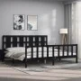 Bed frame with black solid wood headboard 200x200 cm by vidaXL, Beds and slatted bases - Ref: Foro24-3192255, Price: 213,21 €...