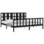 Bed frame with black solid wood headboard 200x200 cm by vidaXL, Beds and slatted bases - Ref: Foro24-3192255, Price: 213,21 €...