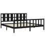 Bed frame with black solid wood headboard 200x200 cm by vidaXL, Beds and slatted bases - Ref: Foro24-3192255, Price: 215,96 €...