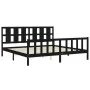 Bed frame with black solid wood headboard 200x200 cm by vidaXL, Beds and slatted bases - Ref: Foro24-3192255, Price: 213,21 €...